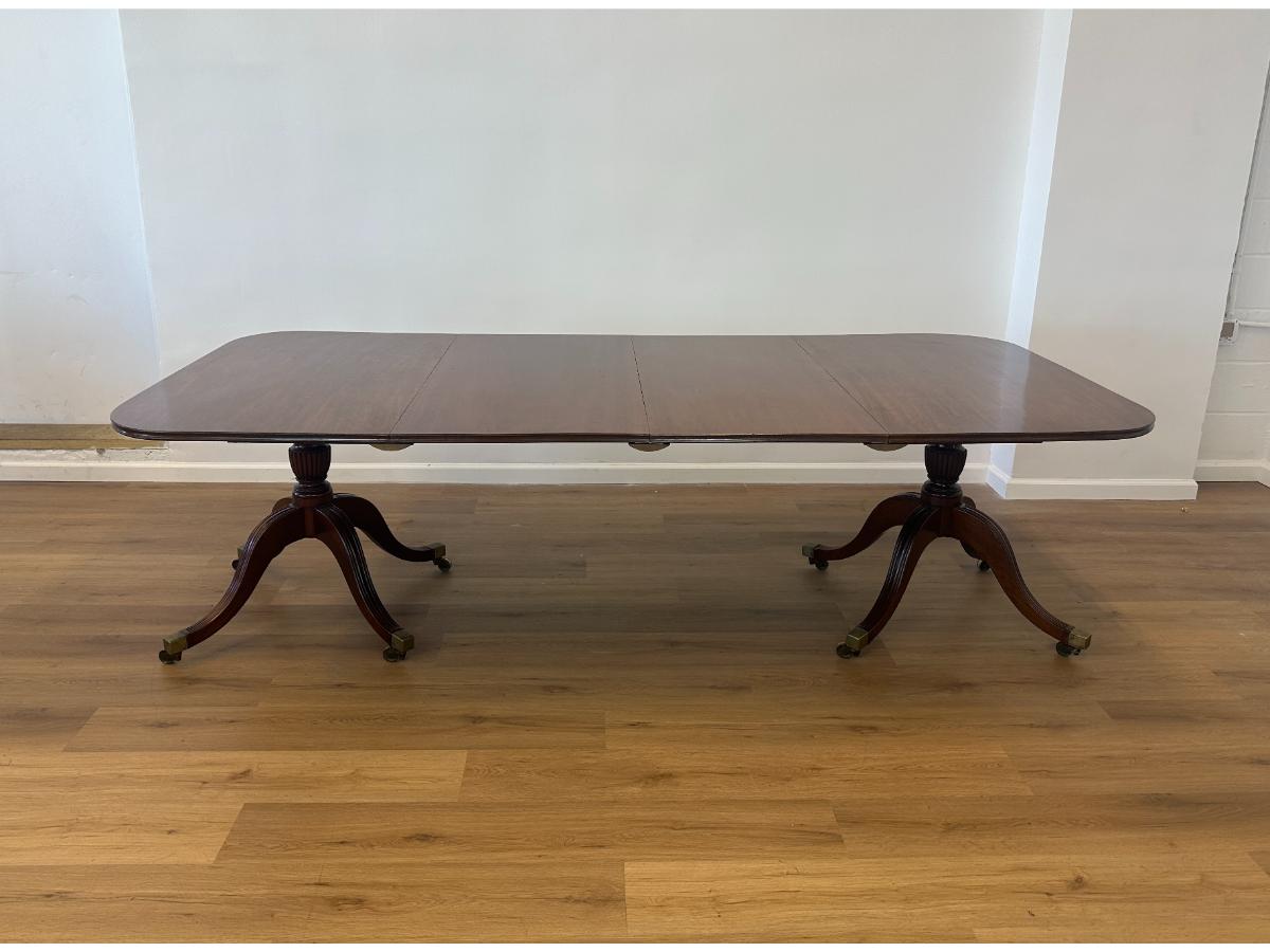 Antique Double Pedestal Two-Part Mahogany Tilt Top Dining Table