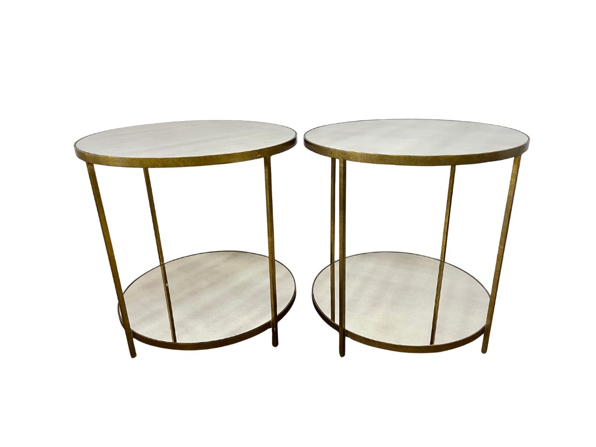 Oly Studio Jonathan Round Mirrored Side Tables, Pair