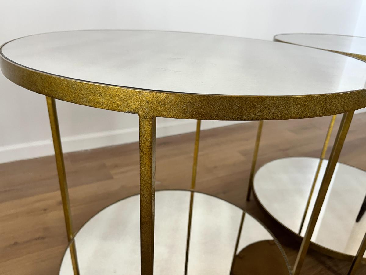 Oly Studio Jonathan Round Mirrored Side Tables, Pair