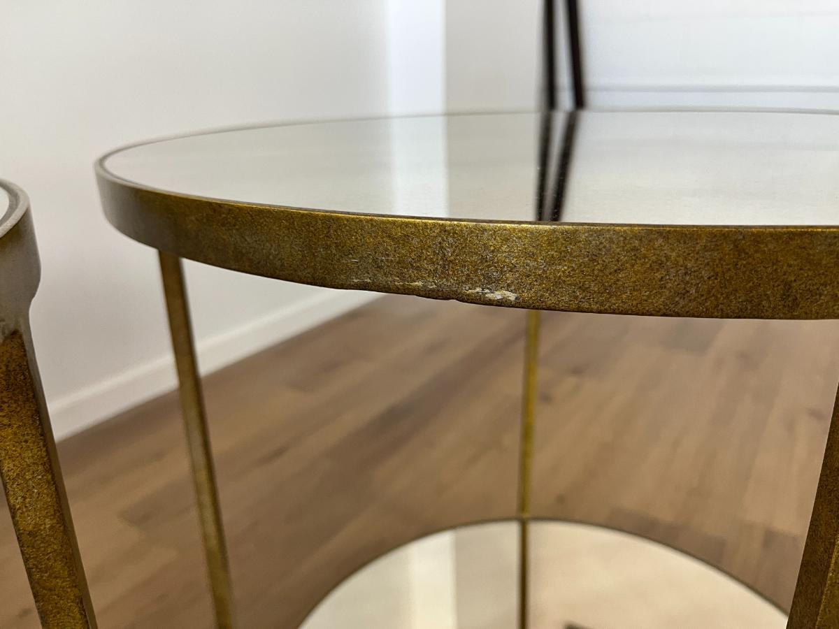 Oly Studio Jonathan Round Mirrored Side Tables, Pair