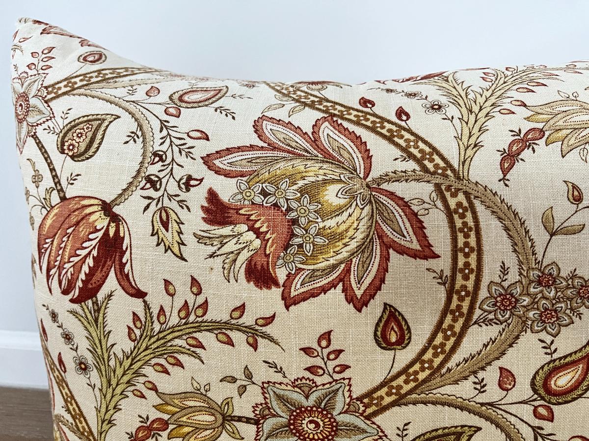 P Kaufmann Biltmore Inn Cerise Beige Floral Pillows, Pair