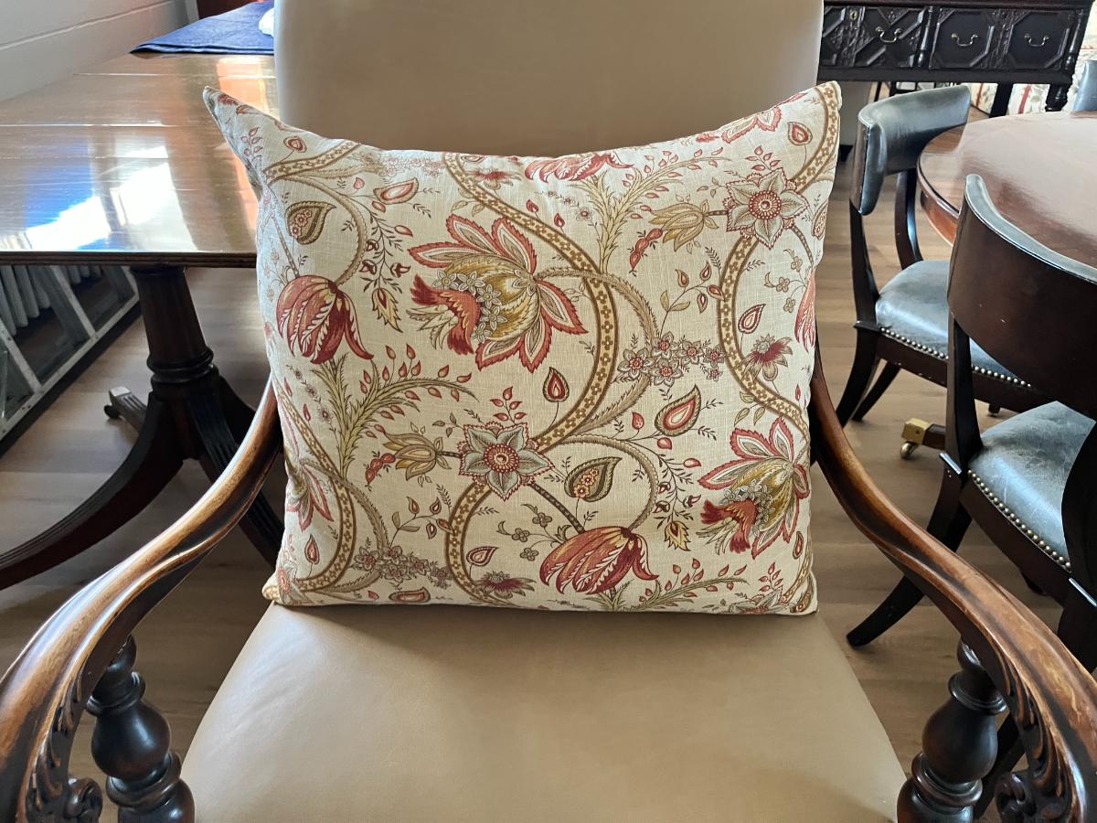 P Kaufmann Biltmore Inn Cerise Beige Floral Pillows, Pair