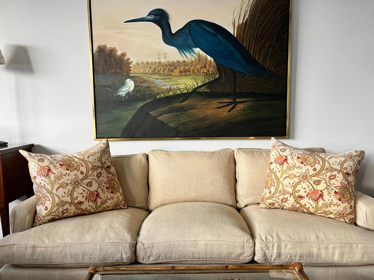 P Kaufmann Biltmore Inn Cerise Beige Floral Pillows, Pair