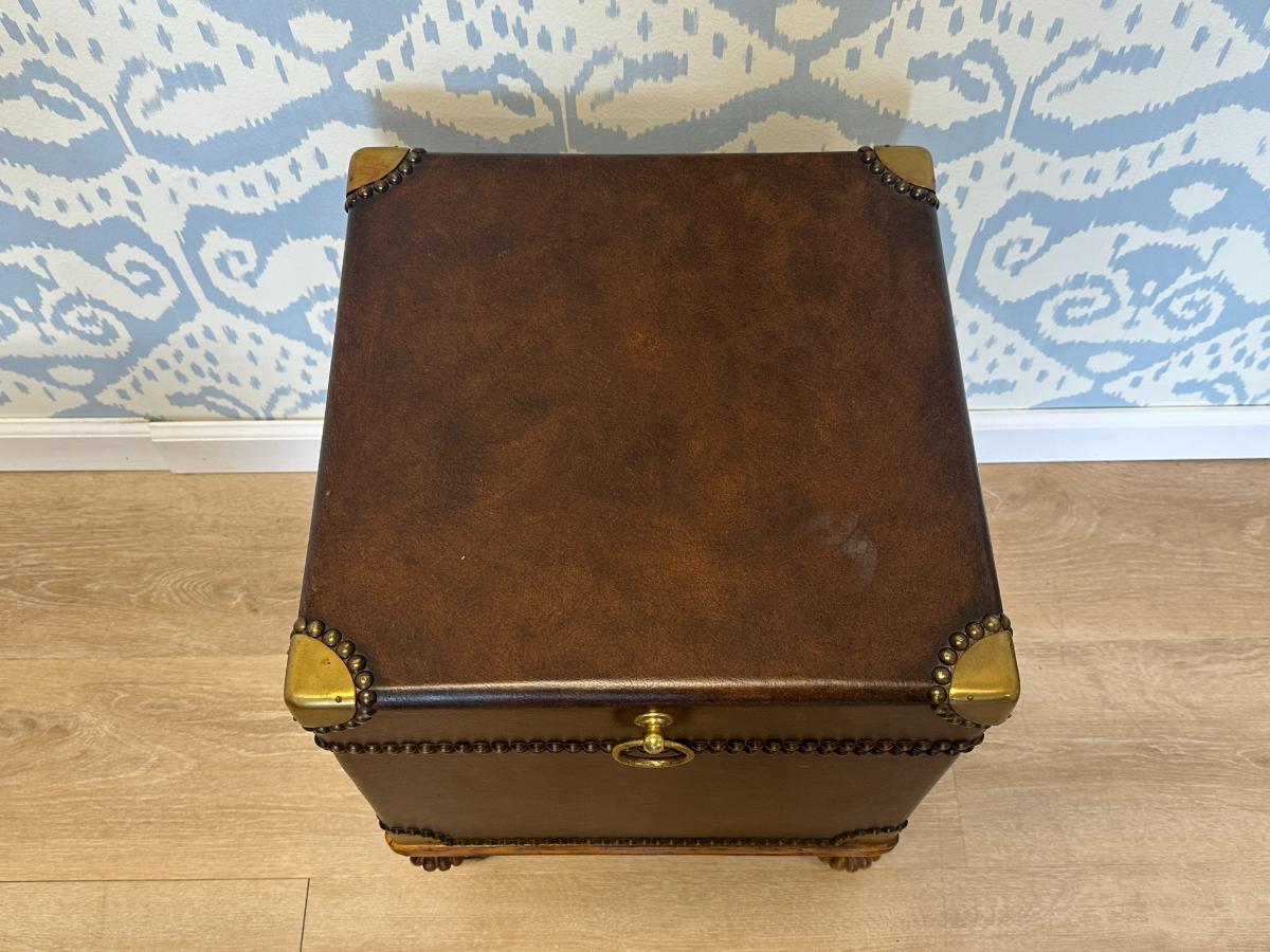 Leather Trunk End Table
