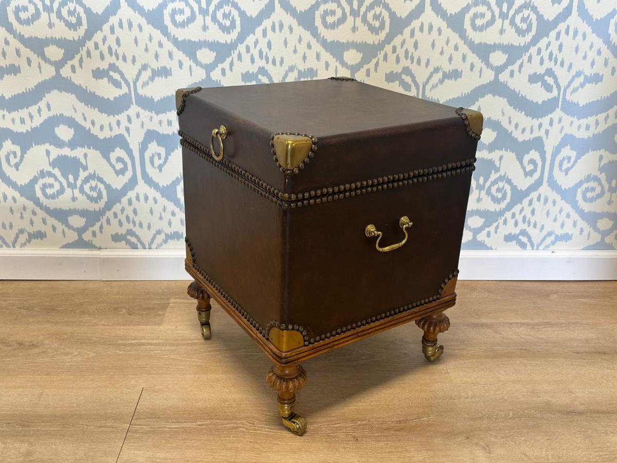 Leather Trunk End Table