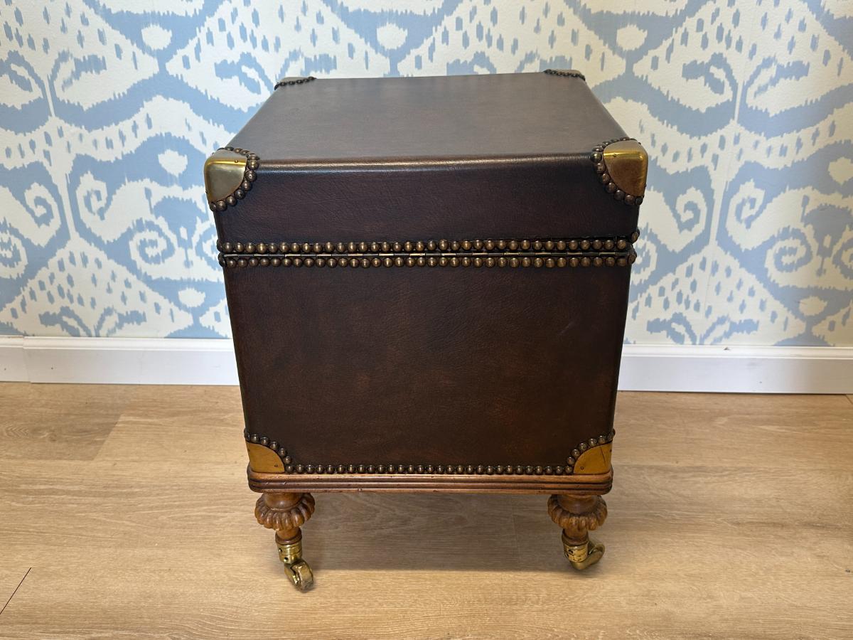 Leather Trunk End Table