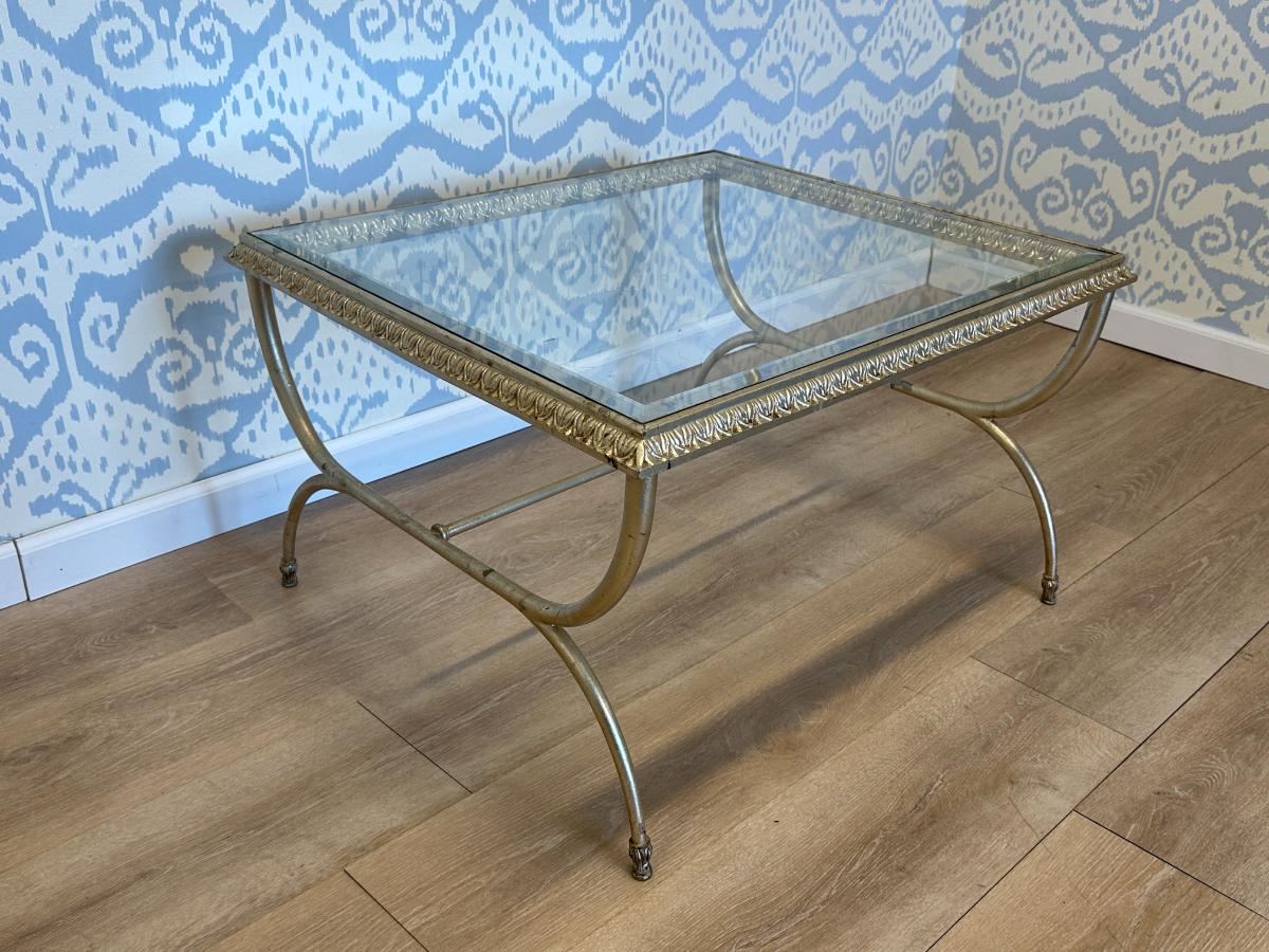 Gold and Glass Cocktail Table