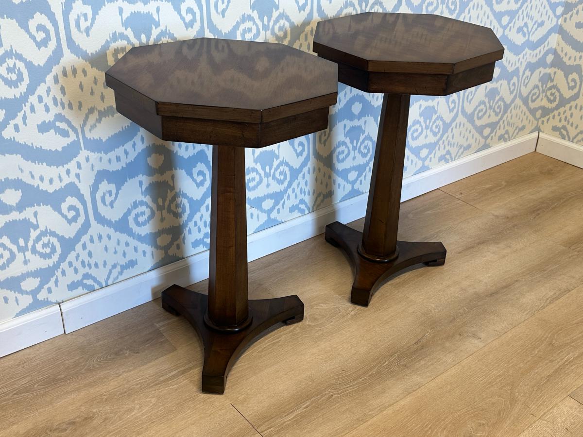 Chaddock Octavius Pedestal Tables, Pair