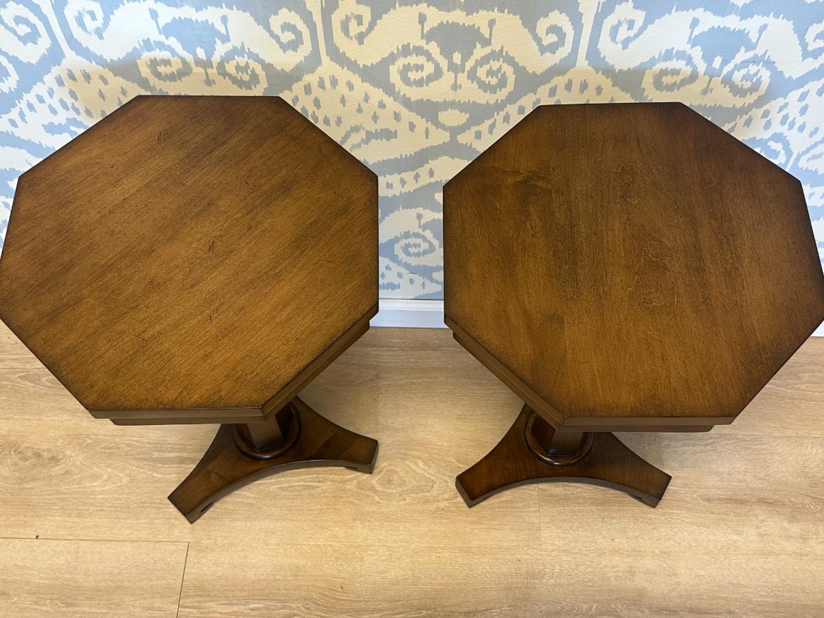 Chaddock Octavius Pedestal Tables, Pair