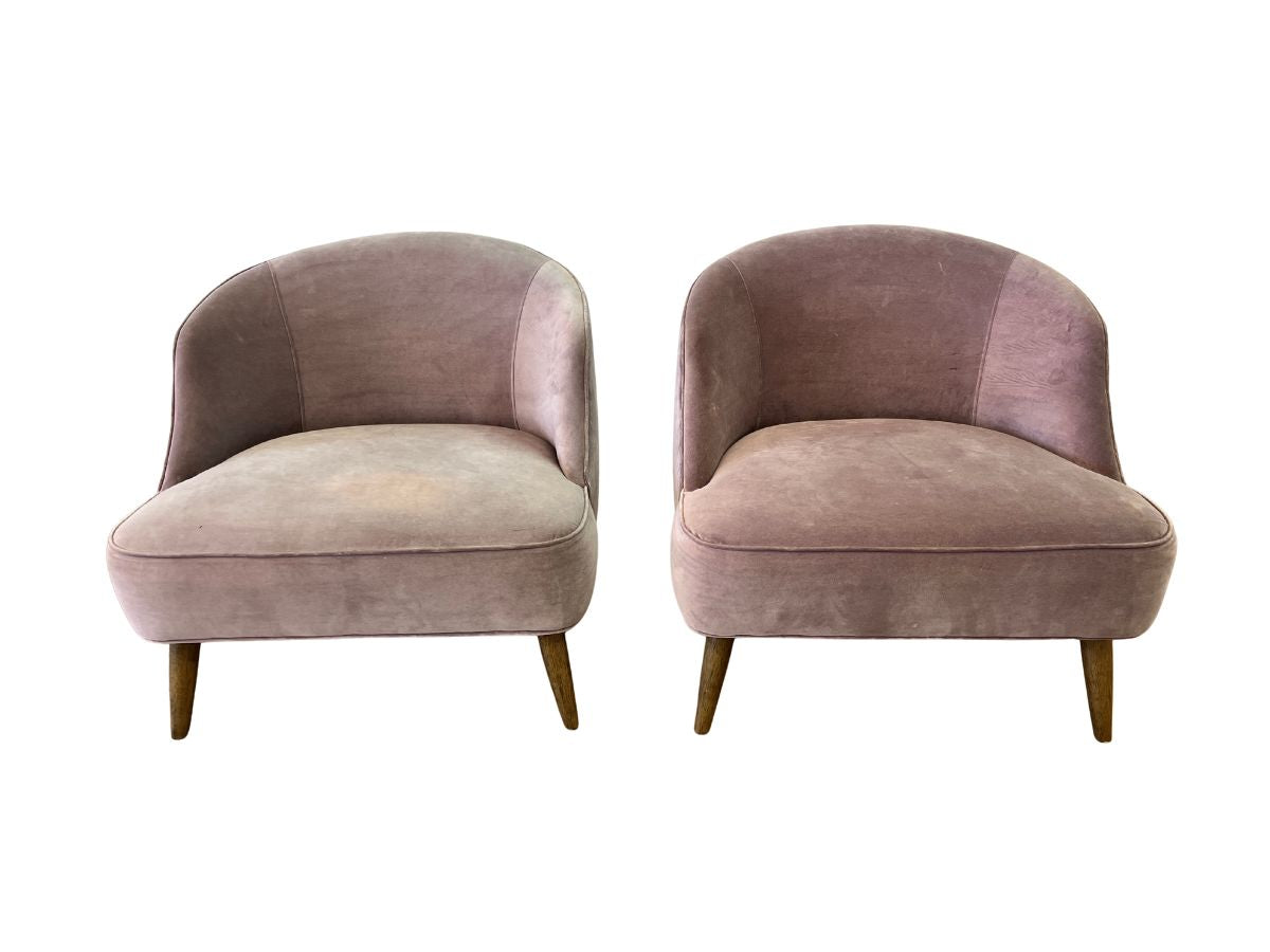 Light Purple Velvet Chairs, Pair