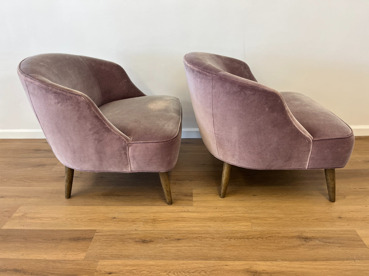 Light Purple Velvet Chairs, Pair