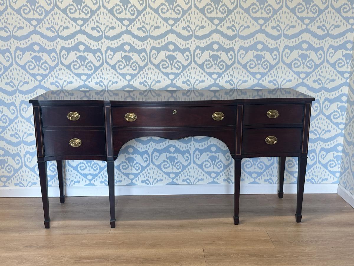 Kindel Inlaid Mahogany Serpentine Front Sideboard
