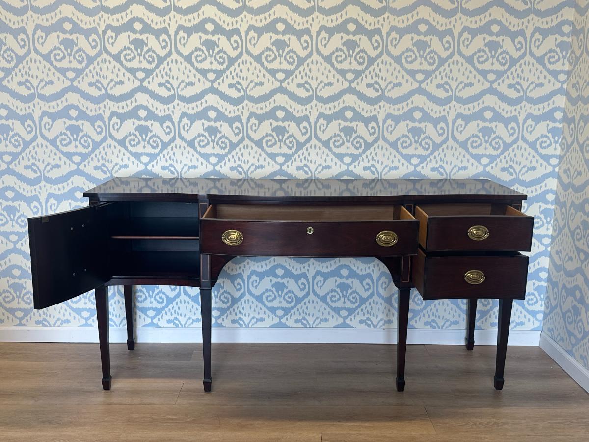Kindel Inlaid Mahogany Serpentine Front Sideboard