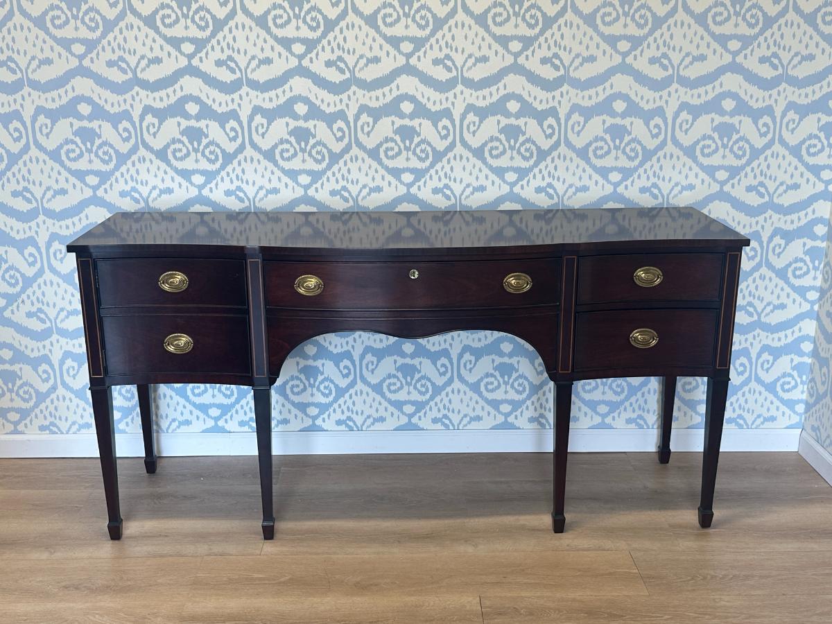 Kindel Inlaid Mahogany Serpentine Front Sideboard