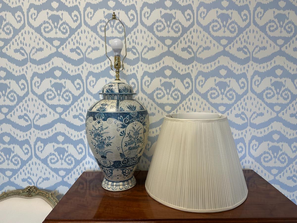 Large Blue & White Hand Painted Table Lamp