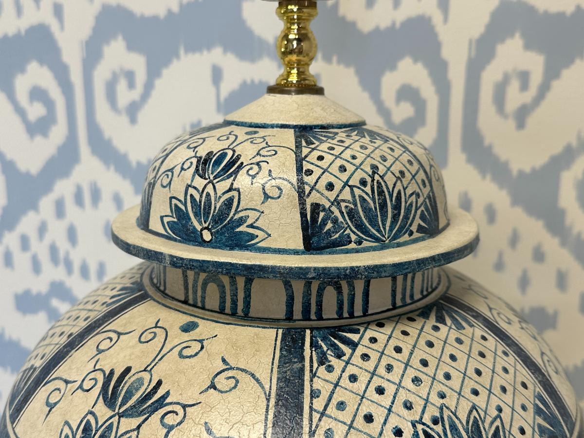 Large Blue & White Hand Painted Table Lamp