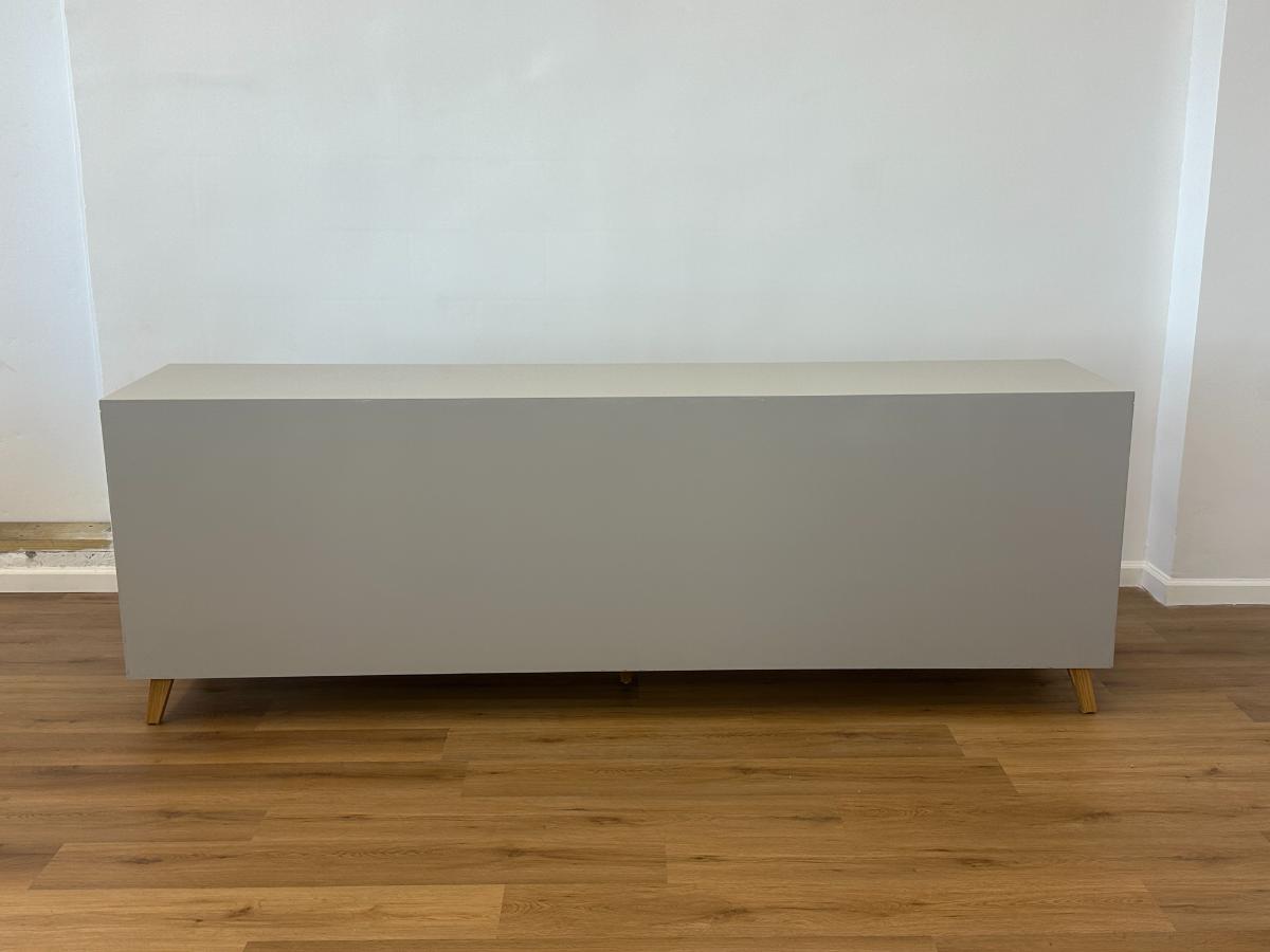 Grey Lacquer Buffet Sideboard with Wood Accents by The CEH