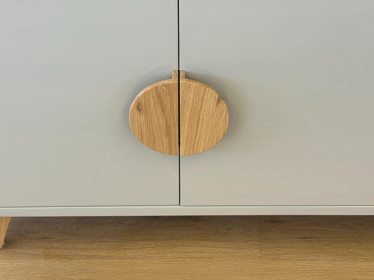 Grey Lacquer Buffet Sideboard with Wood Accents by The CEH