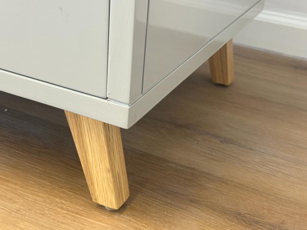 Grey Lacquer Buffet Sideboard with Wood Accents by The CEH