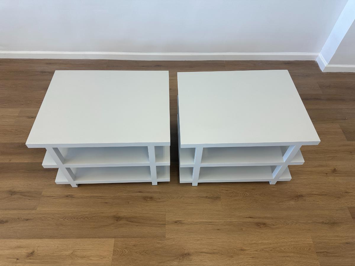 Three Tier Lacquer Side Tables, Pair