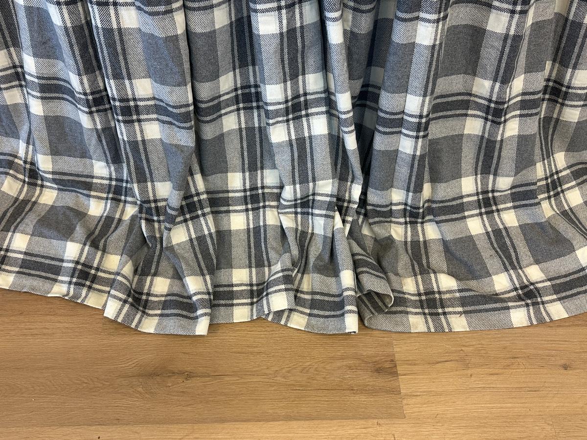 Grey and Ivory Plaid Cashmere Panels, Pair