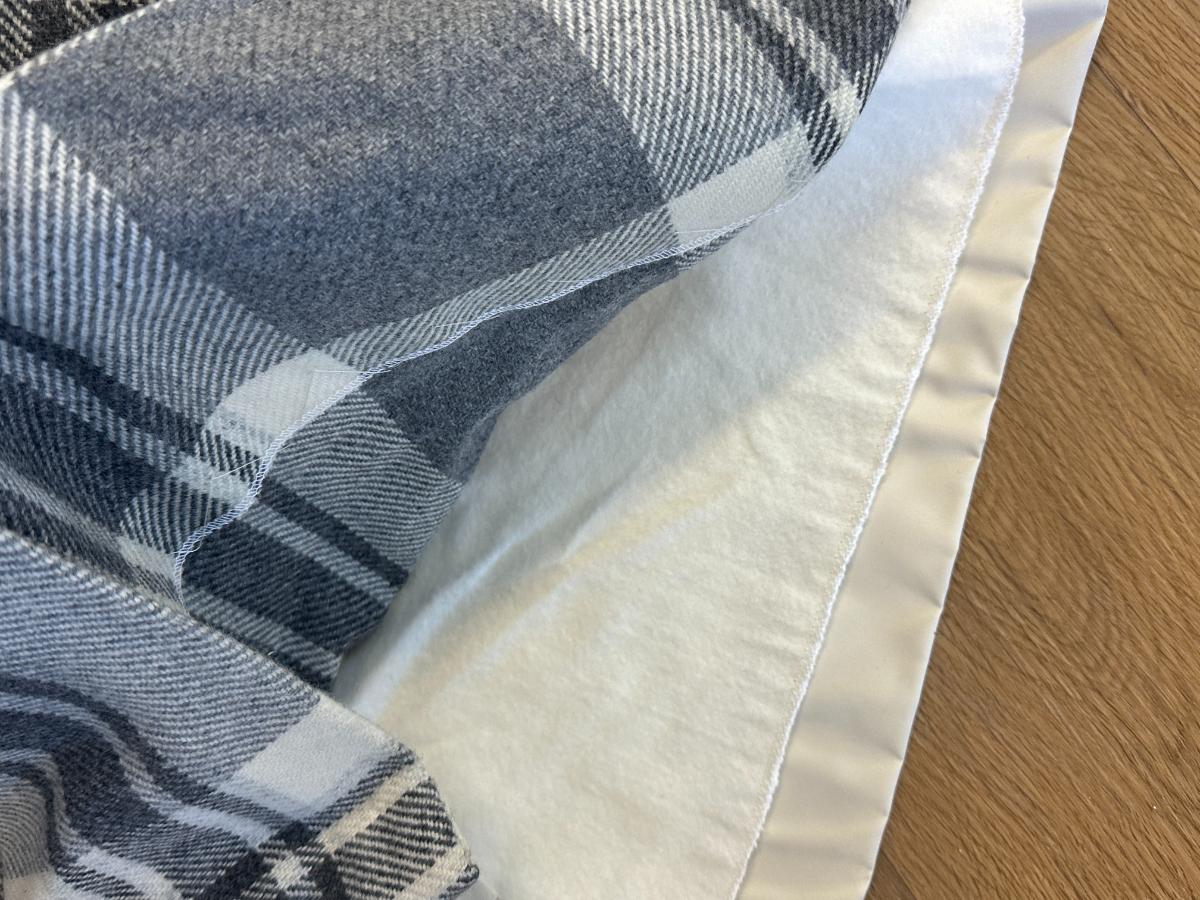 Grey and Ivory Plaid Cashmere Panels, Pair