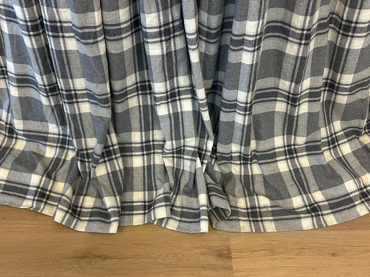 Grey and Ivory Plaid Cashmere Panels, Pair