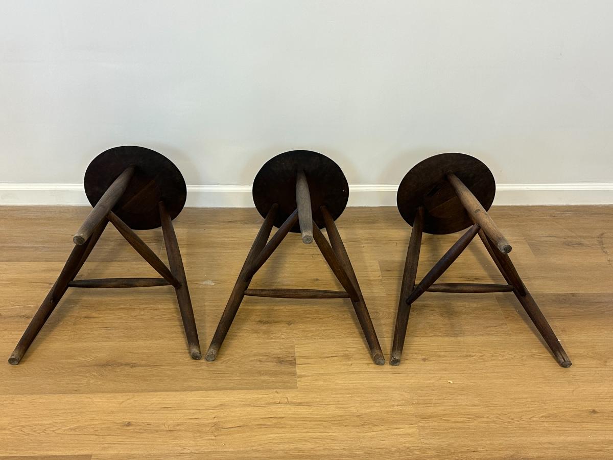 Handcrafted Sawkille Co. Walnut Counter Stools, Set of 3