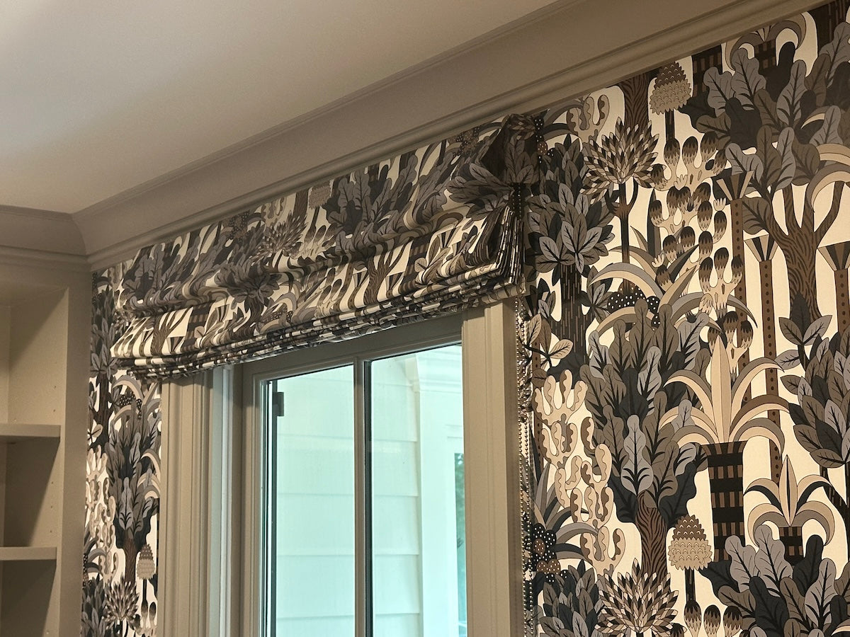 Hermes Jardin D'Osier Fabric Roman Shades, Pair