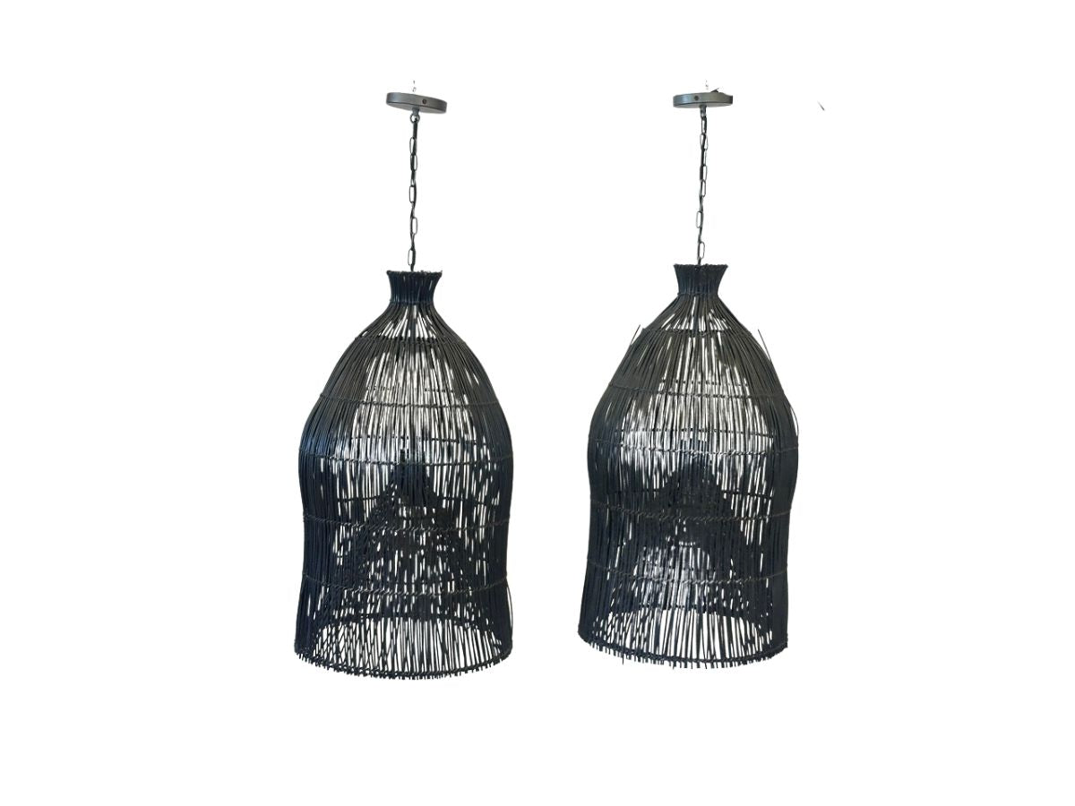 Rattan Pendants, Pair