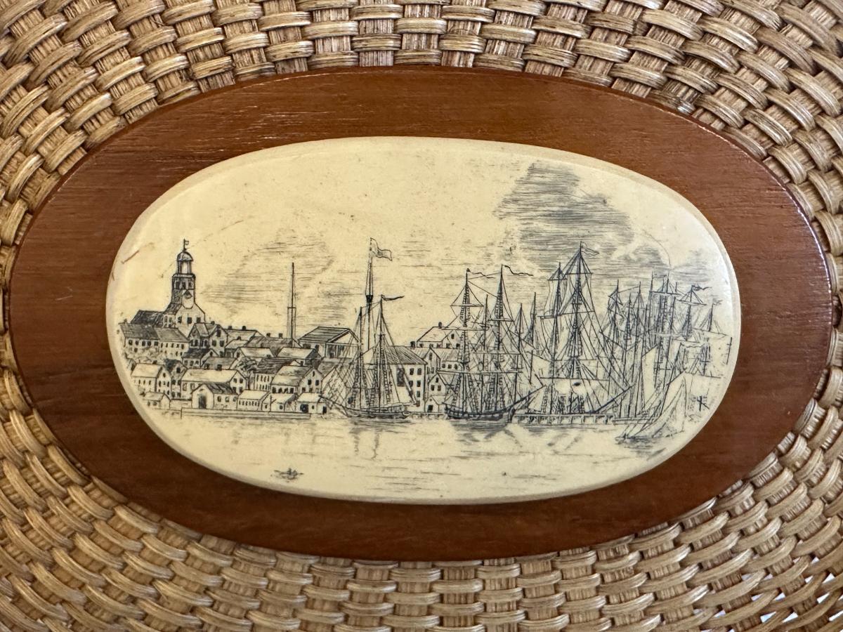 Nantucket Lightship Basket Purse, Signed Farnum, Brant Point, Dual Sides