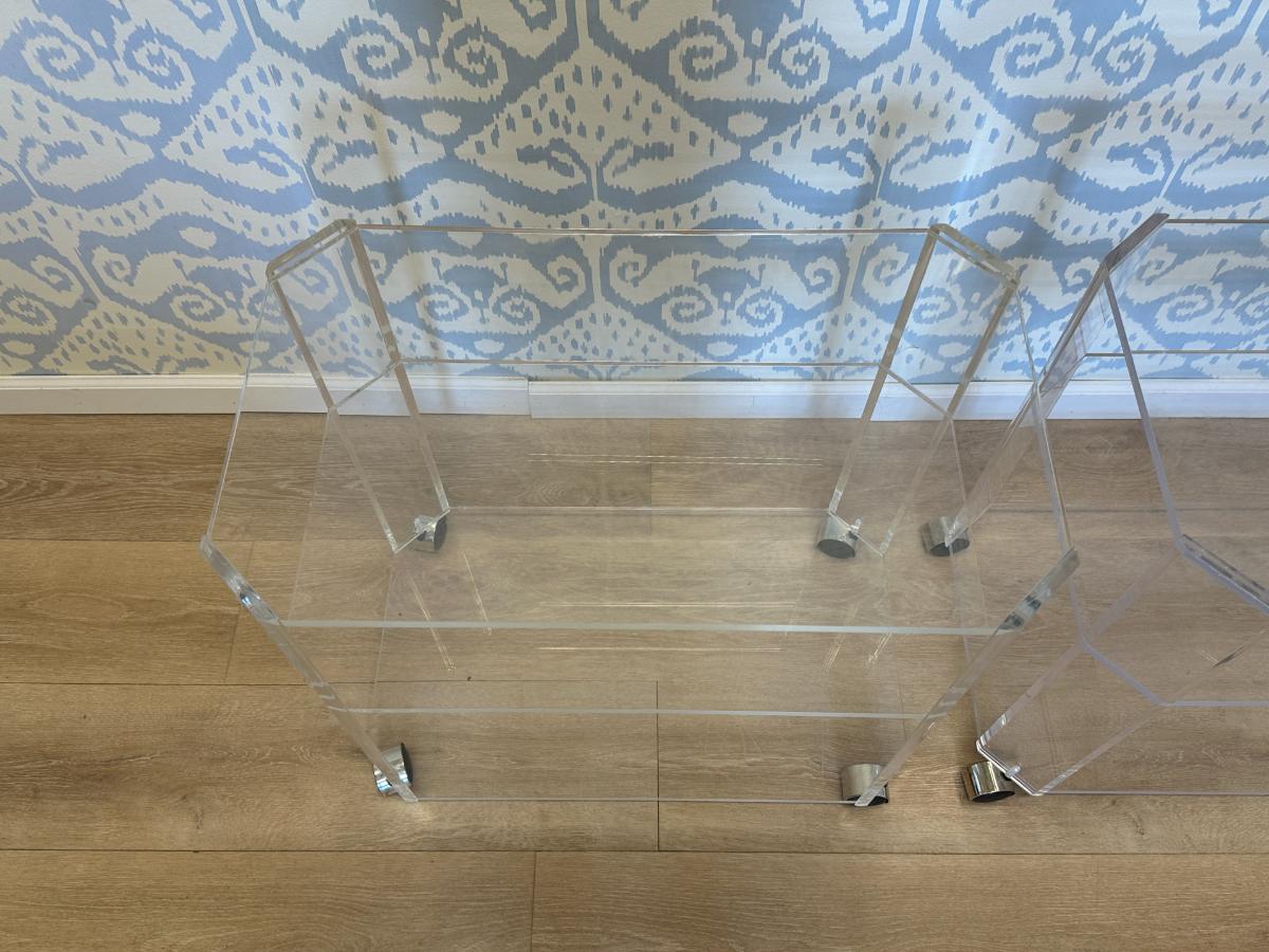 Vintage Lucite Carts / Side Tables, Pair