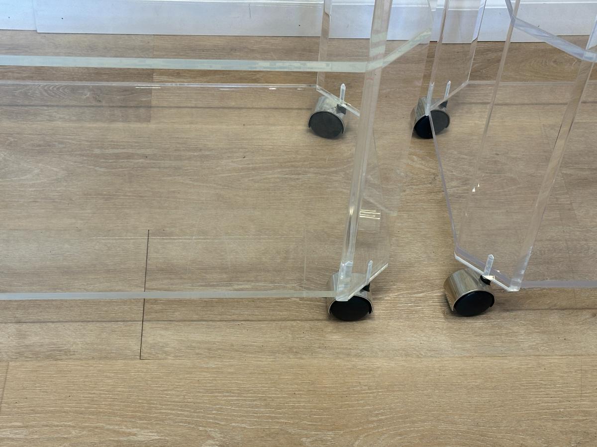 Vintage Lucite Carts / Side Tables, Pair