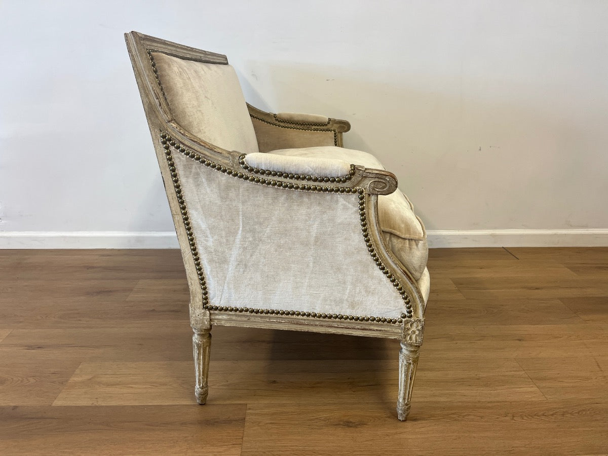 Vintage Louis XVI Style Marquise Settee with Nailhead Detail