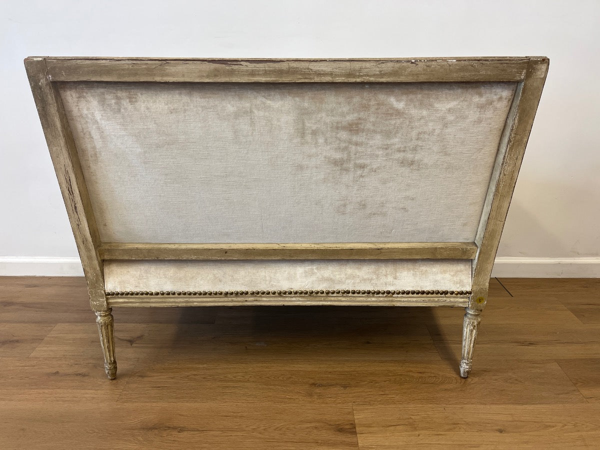 Vintage Louis XVI Style Marquise Settee with Nailhead Detail