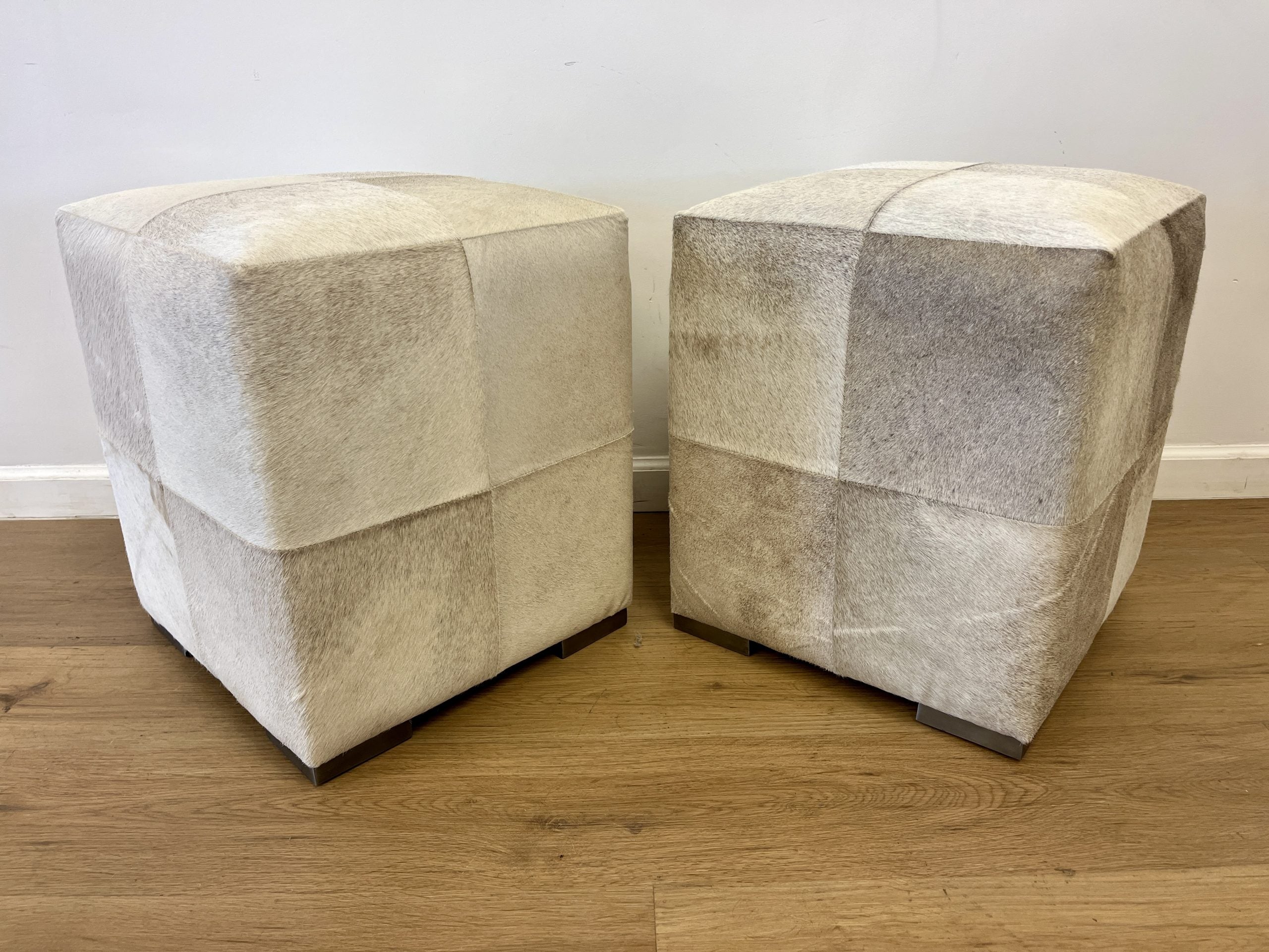 Made Goods Essex Stools, Grey Hide on Hide, Pair