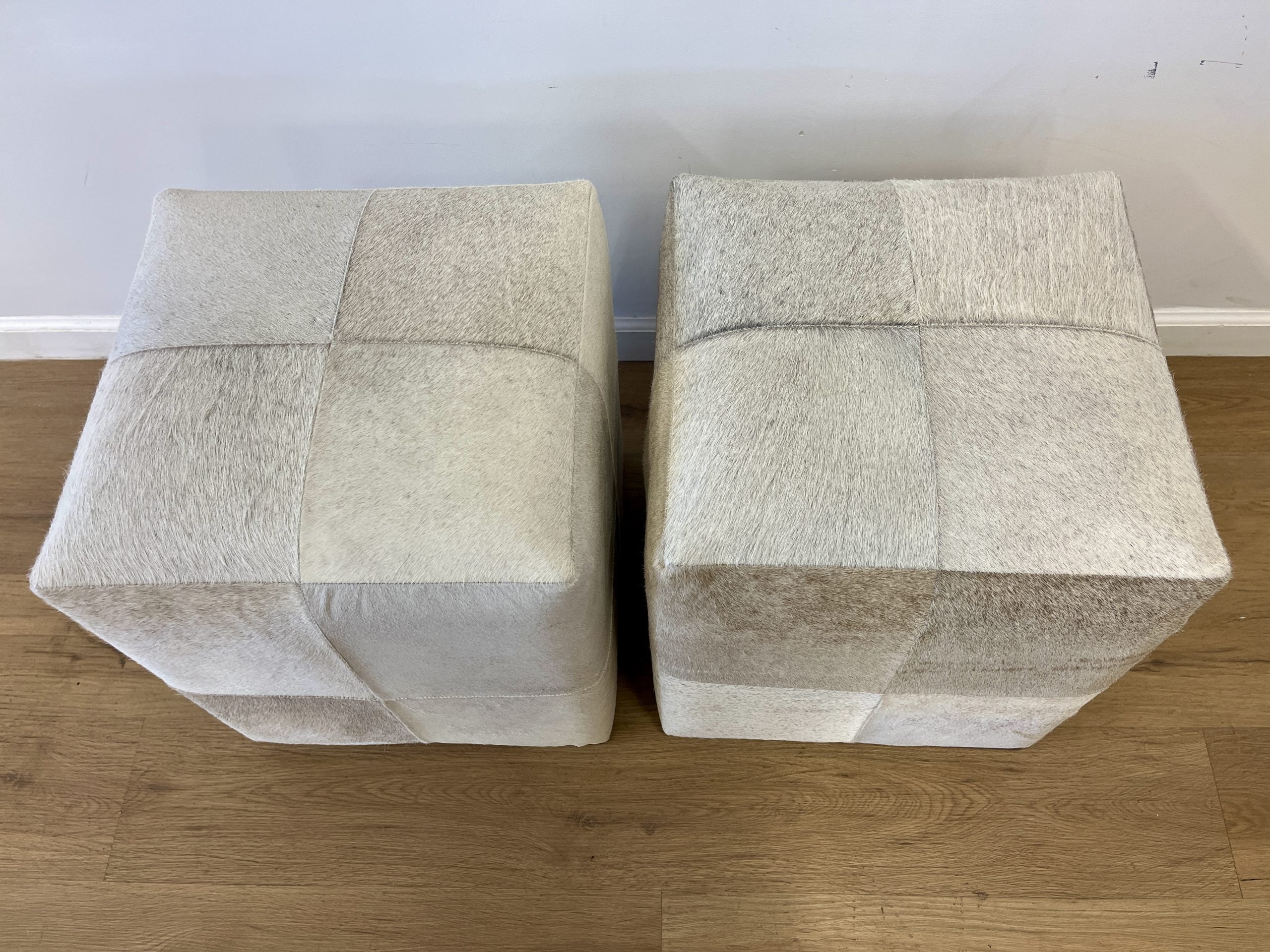 Made Goods Essex Stools, Grey Hide on Hide, Pair