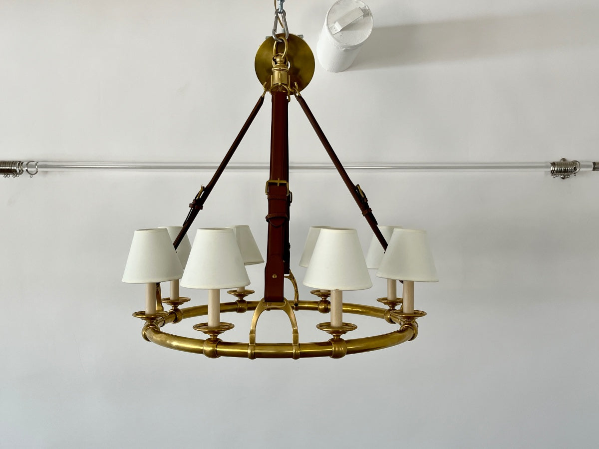 Ralph Lauren Brass and Saddle Westbury Chandelier