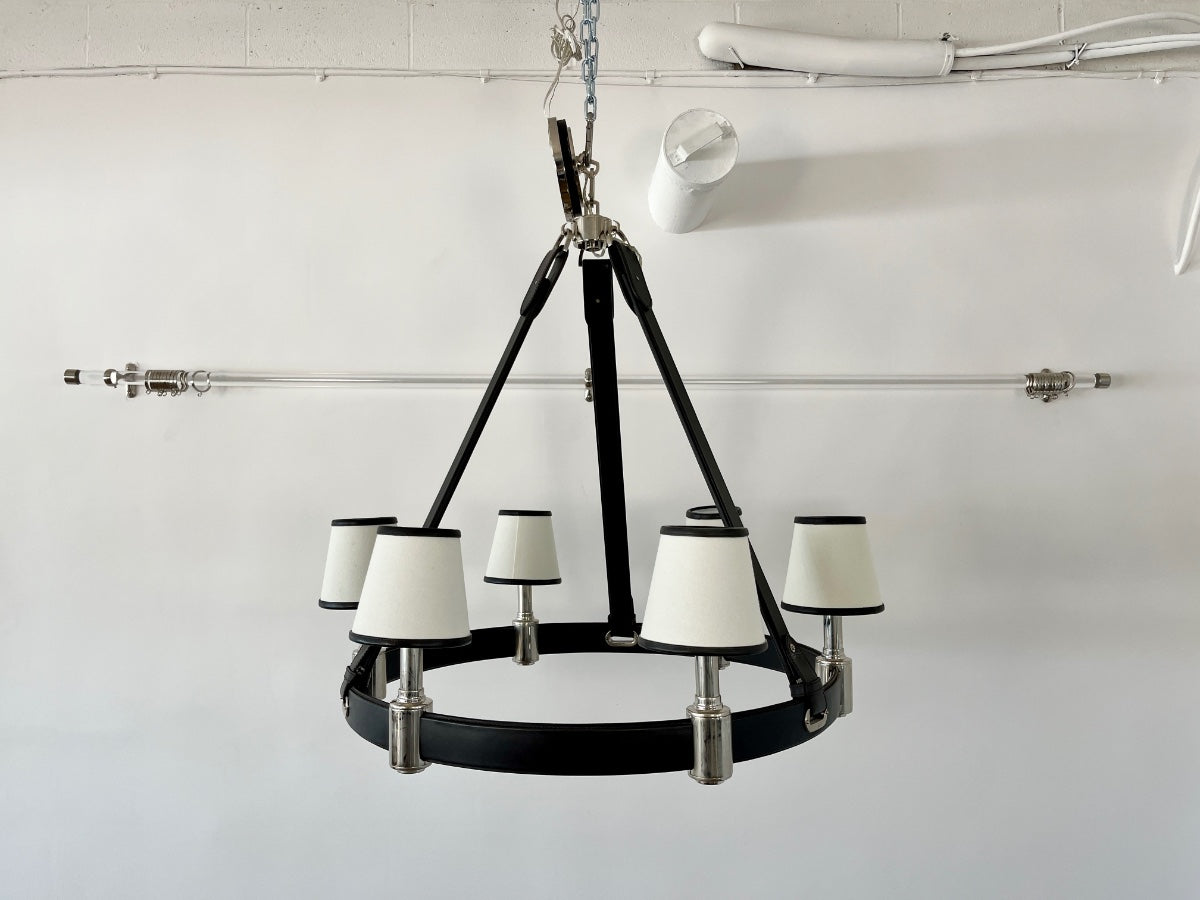 Ralph Lauren Black and Chrome Riley Chandelier