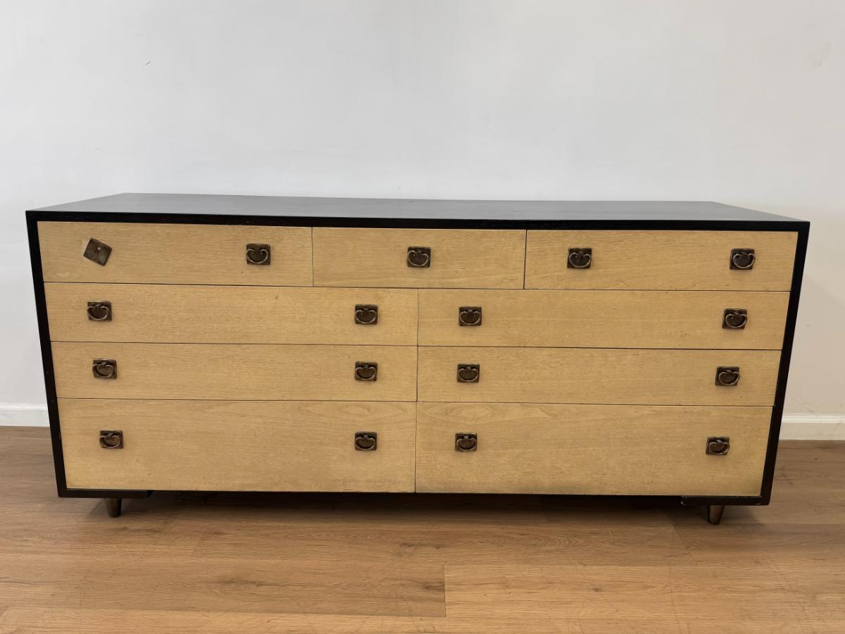 Paul Frankl for Johnson Furniture Cerused Oak & Mahogany Double Dresser
