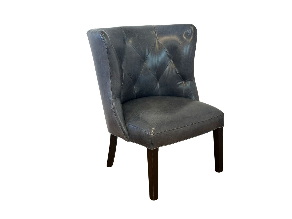 Tufted Grey Leather Chair