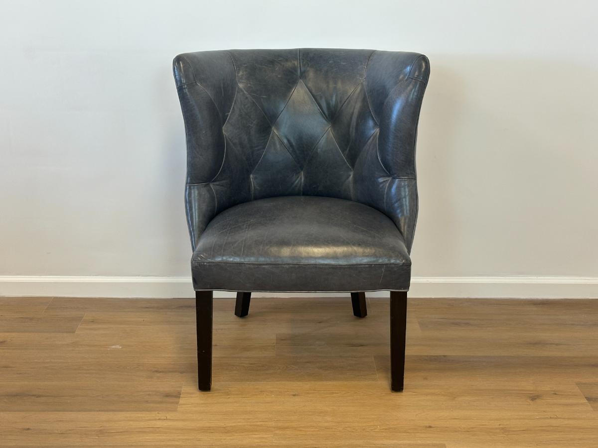 Tufted Grey Leather Chair