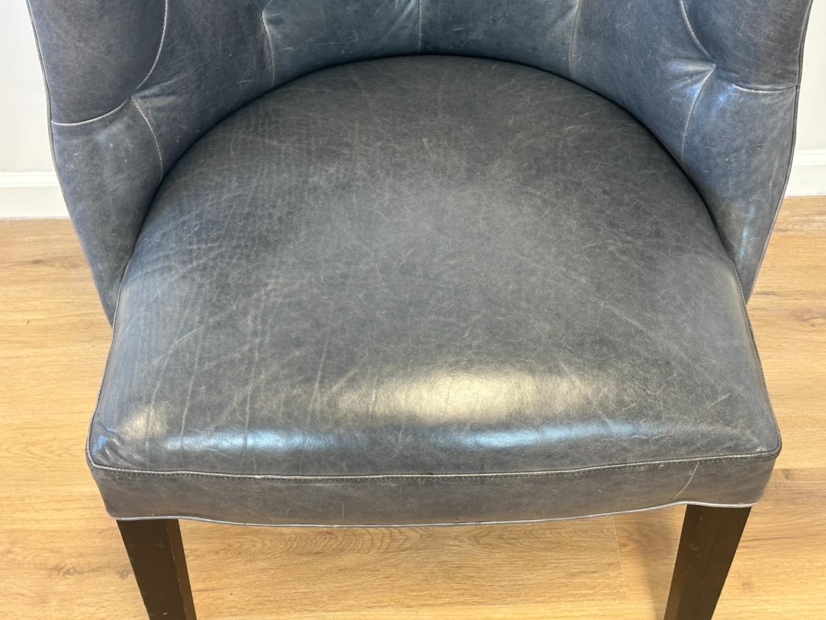 Tufted Grey Leather Chair