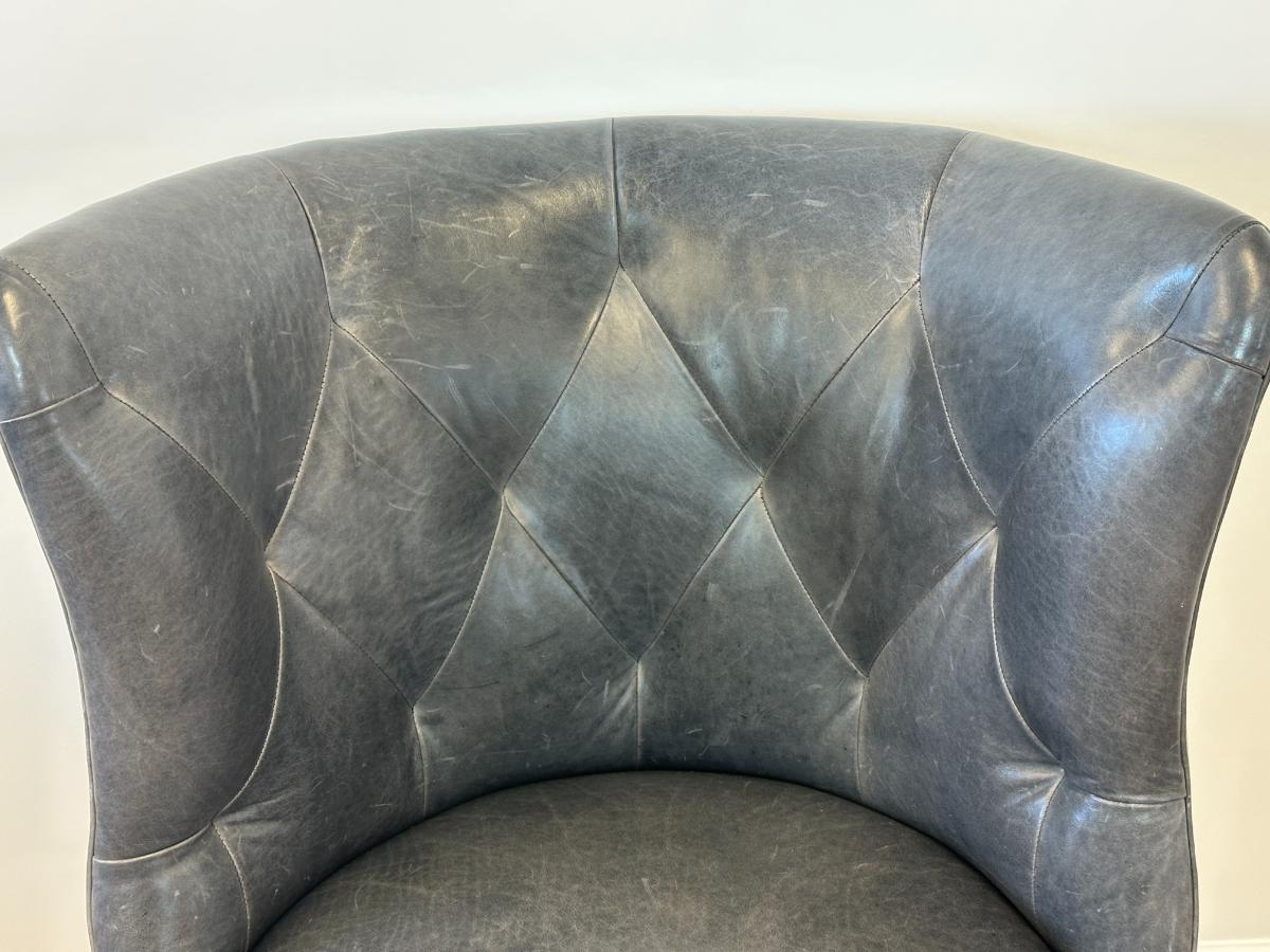 Tufted Grey Leather Chair