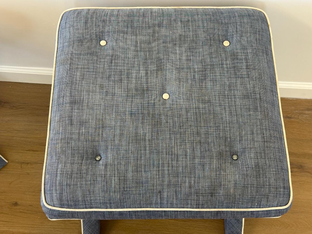 Tufted Parson Style X-Benches in the Style of Billy Baldwin, Pair