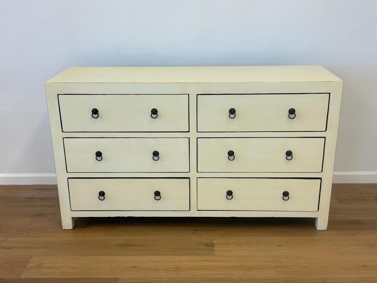 Asian Inspired Painted Six Drawer Dresser