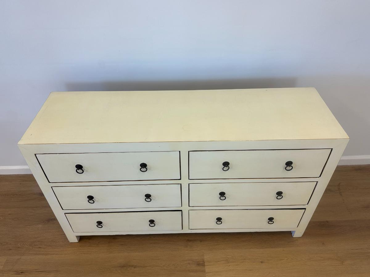 Asian Inspired Painted Six Drawer Dresser