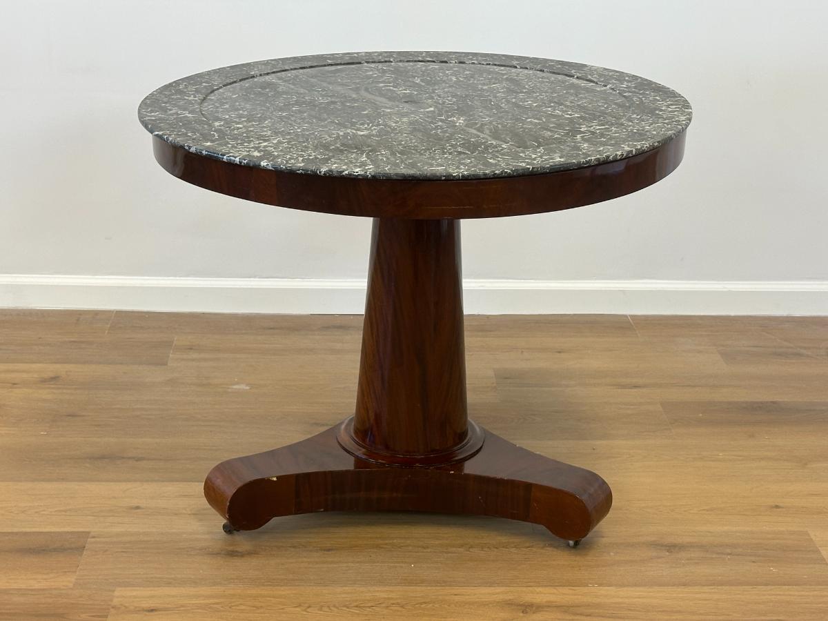 Antique Empire Marble Pedestal Table