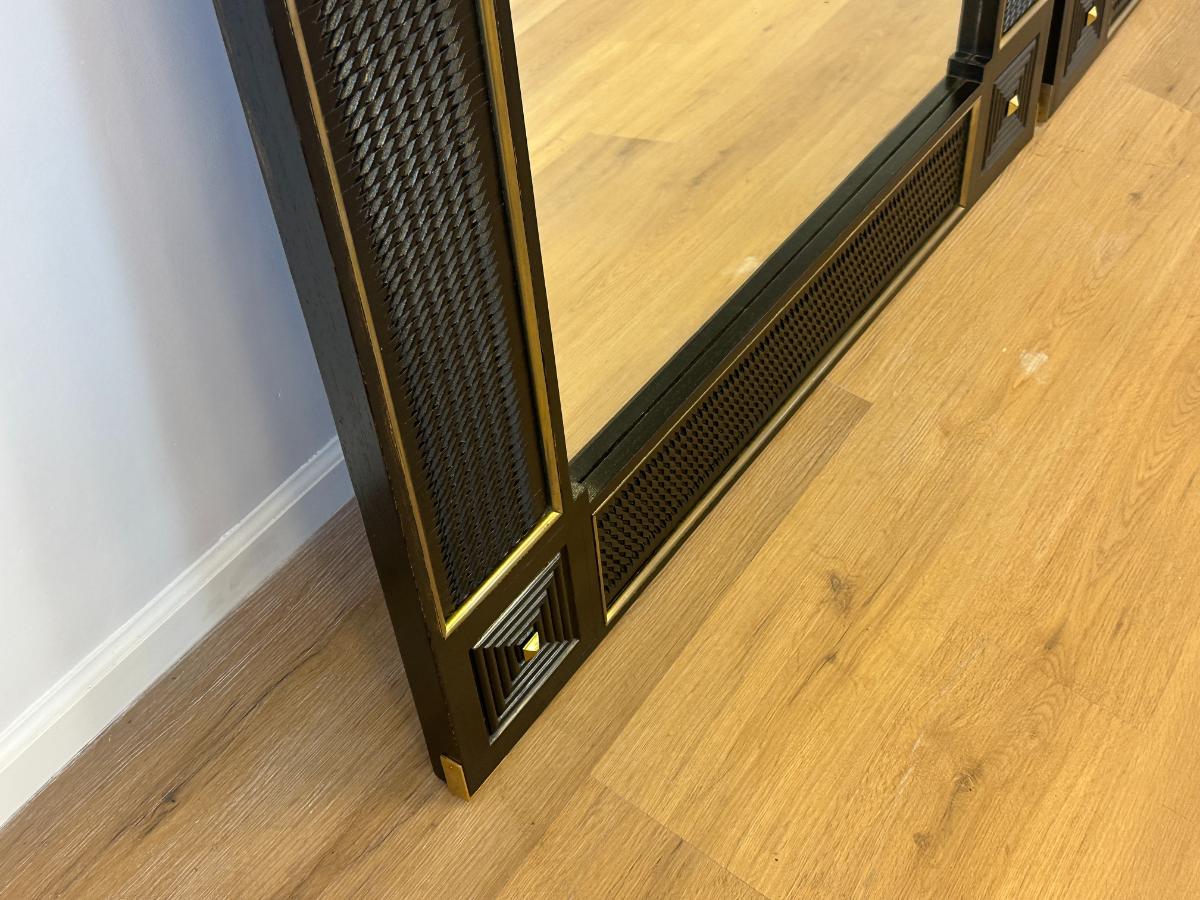 Vintage Ebonized Mirror with Brass Detail, 1 of 2