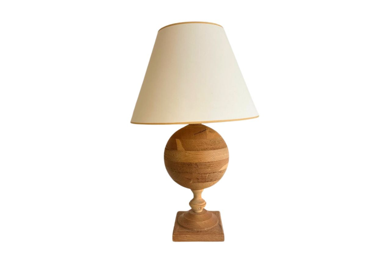 Turned Wood Globe Table Lamp